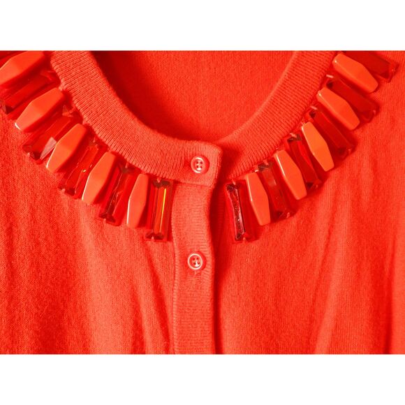 Kate Spade Jeweled Button Up Cardigan Sweater Preppy Red Medium - Picture 3 of 10